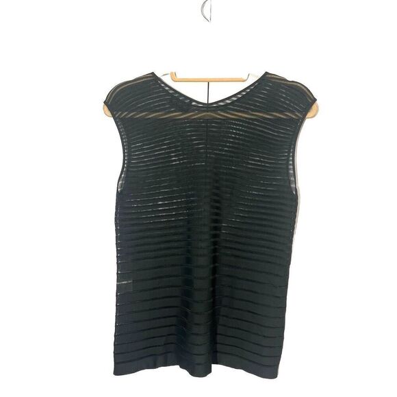 Giorgio Armani Y2K Mesh Top Women’s 42 Italy Green Striped Boxy - Picture 2 of 7